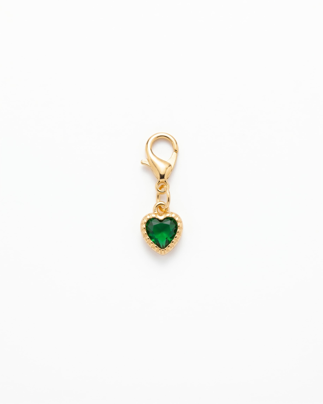 18k plated Golden charm inlaid with green stone with lobster hook