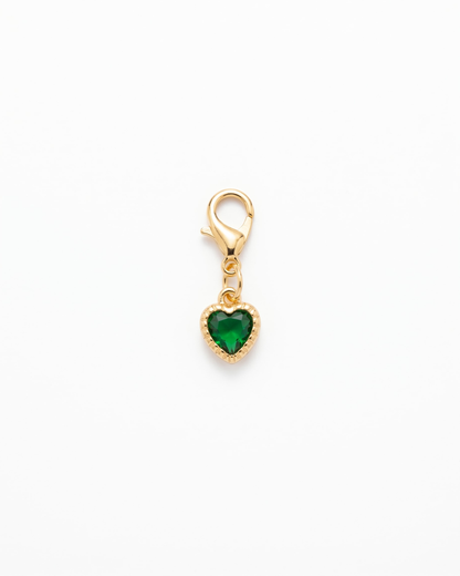 18k plated Golden charm inlaid with green stone with lobster hook