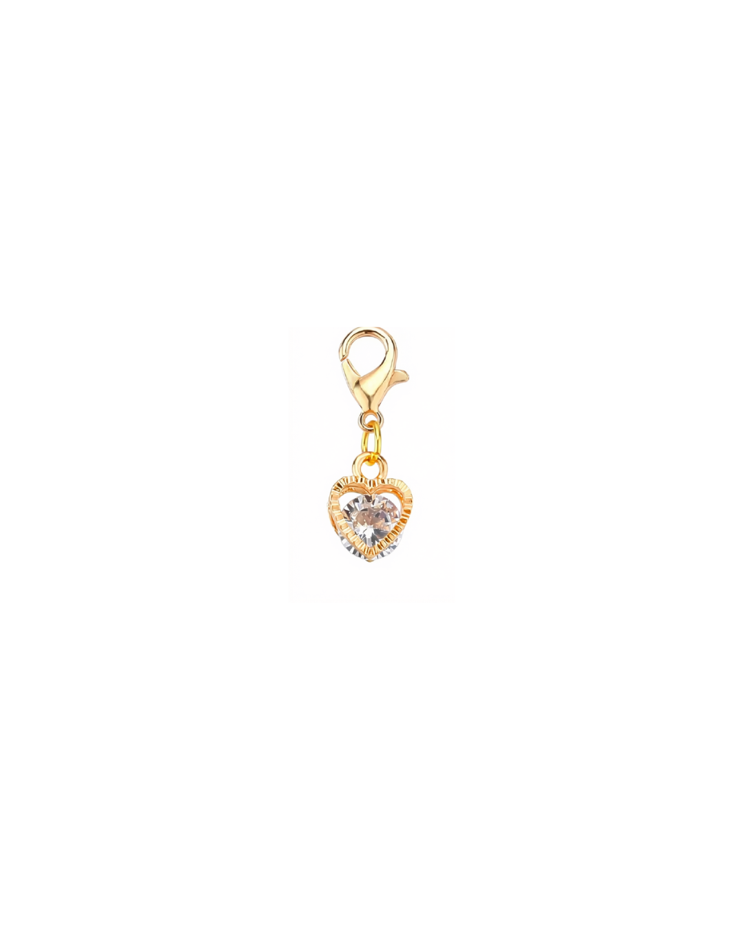 3D Golden charm with floating zirconia lobster hook showing 